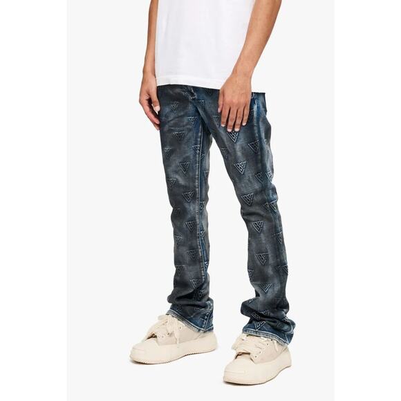 Valabasas Men's Tagged Stacked Denim Flare In Dirty Vintage Jeans Size 32 - Picture 3 of 16